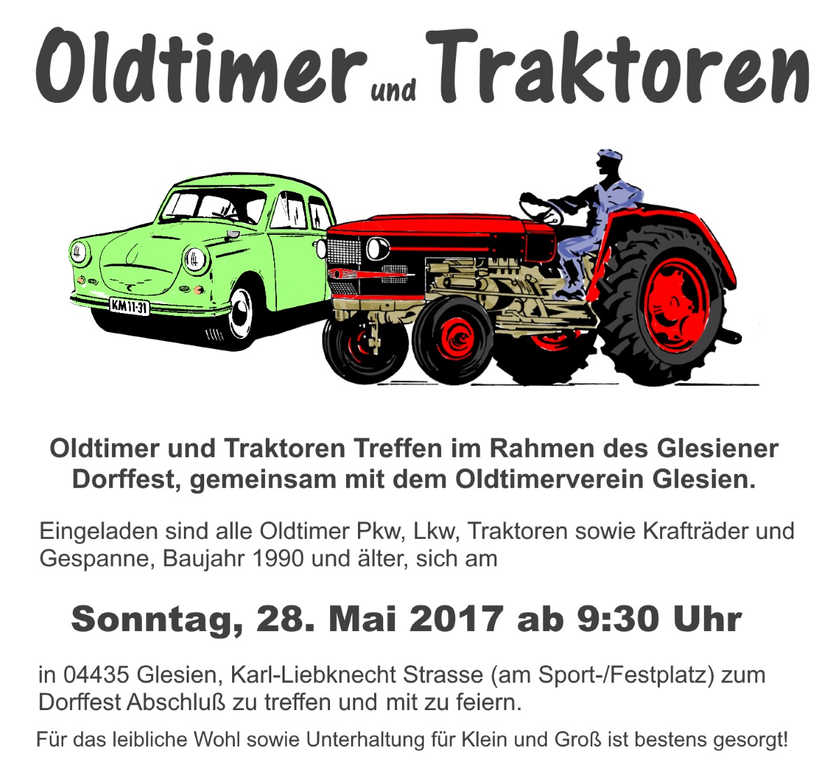 Oldtimer und Traktoren zum Dorffest Glesien, 28.5.2017